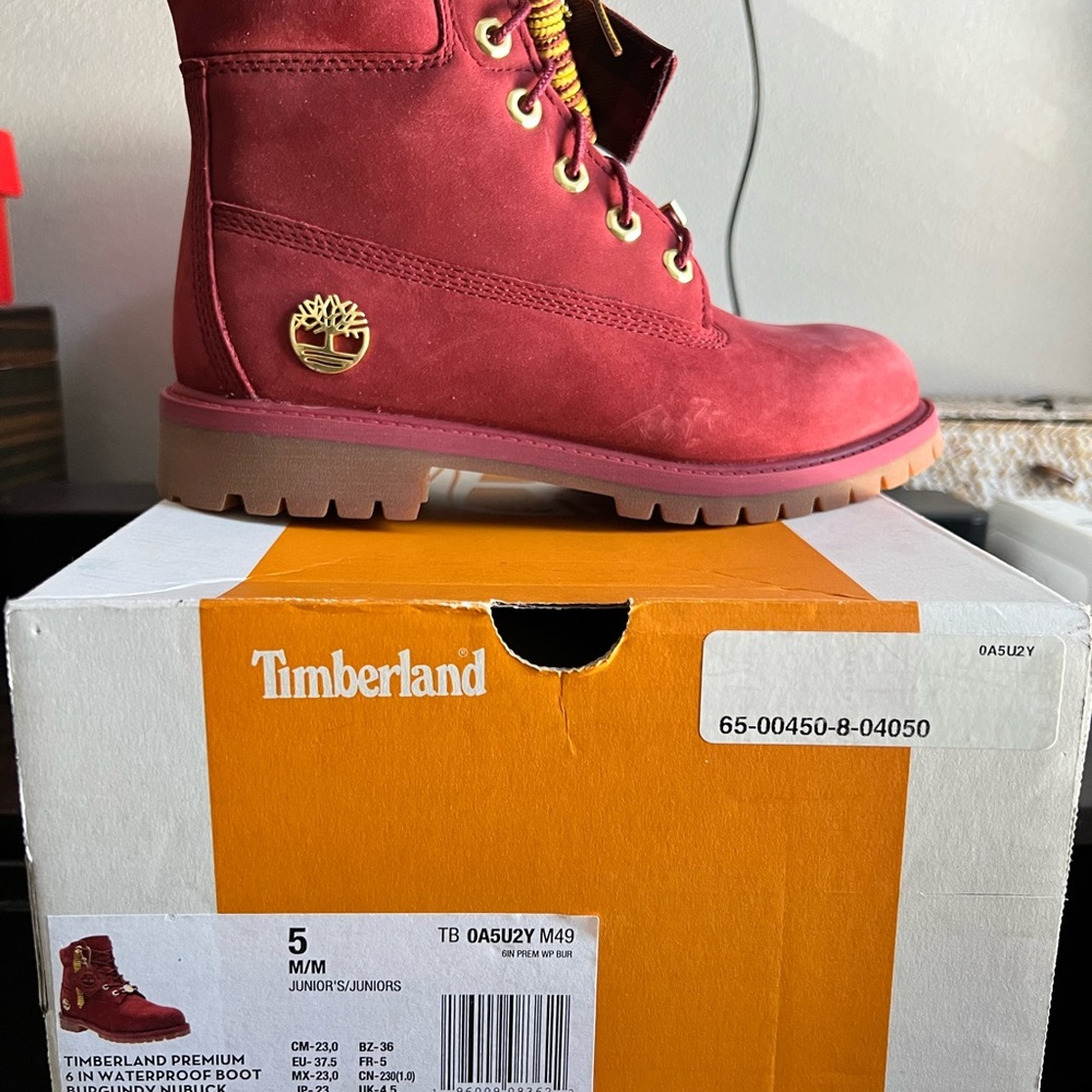 Timberland Burgundy Lace-Up Boots